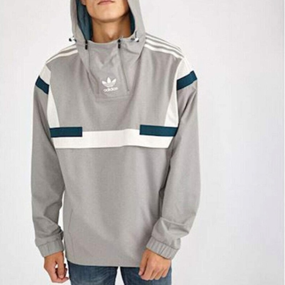 adidas Men's BR8 Pullover Windbreaker Jacket Charcoal Grey/Chalk Size XXL DT2732